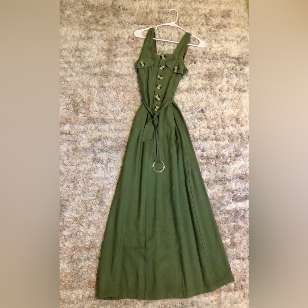 Linen olive dress